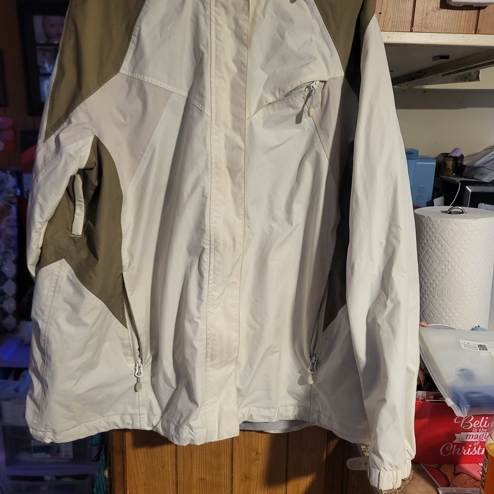 Lands' End White and Olive Green Women's Jacket